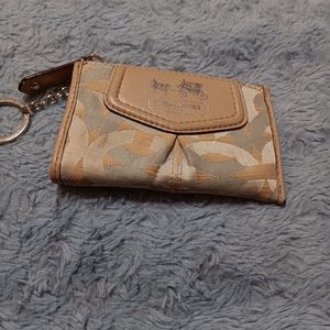 COACH Womens Mini ID Wallet with a Zip-Top